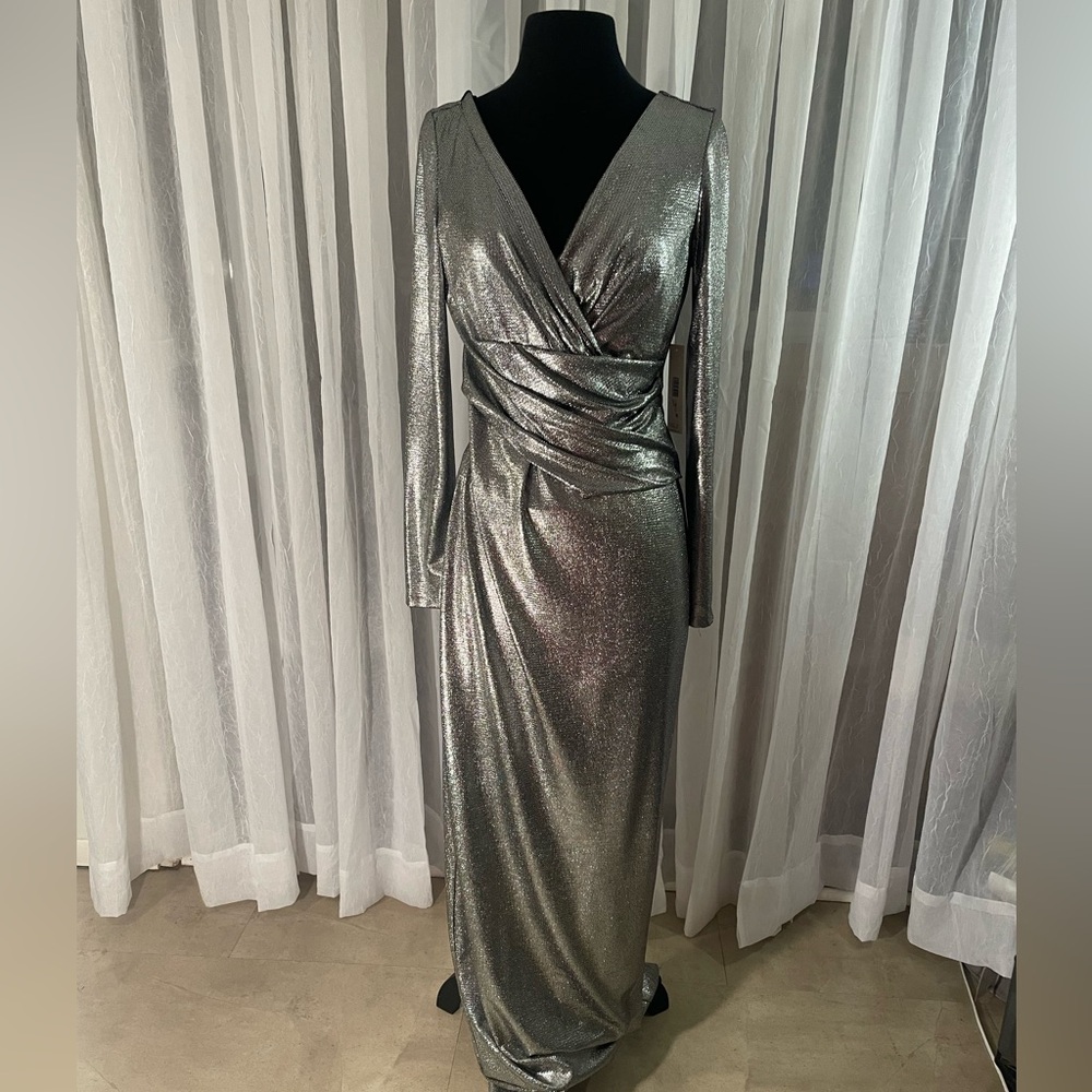 Eliza J Metallic Silver and Black Gown